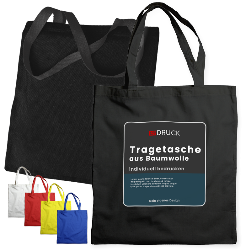 Baumwolltasche mit Langhenkel - 4-farbig, einseitig bedruckt Baumwolltasche mit Langhenkel - 4-farbig, einseitig bedruckt