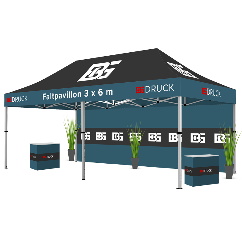 Faltpavillon 3 x 6 m individuell bedruckt, inkl. Tasche Faltpavillon 3 x 6 m individuell bedruckt, inkl. Tasche