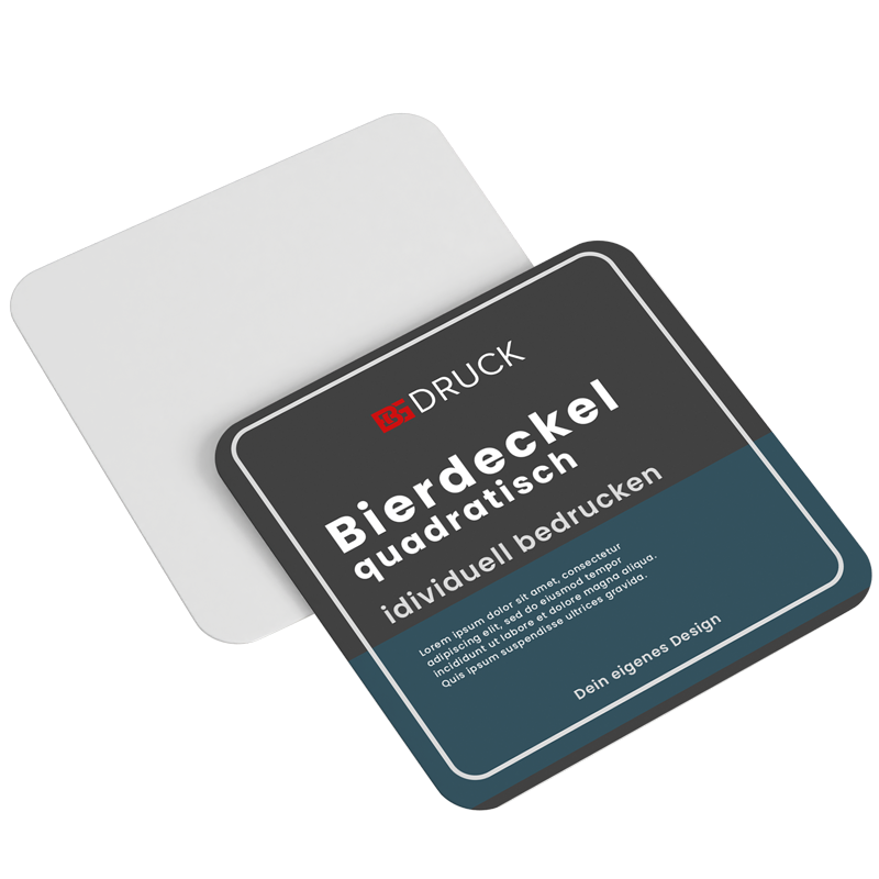 Bierdeckel quadratisch, 4/0-farbig einseitig bedruckt  Bierdeckel quadratisch, 4/0-farbig einseitig bedruckt